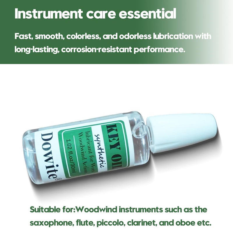 Dowite 30ml (1.02 fl. Oz) Premium Synthetic Key Oil for Woodwind Instruments provides perfect care for your woodwind instruments such as clarinets, flutes, saxophones, oboes, bassoons and more! - Image 5